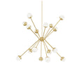 Hudson Valley Saratoga 16-Light Aged Brass LED Linear Chandelier with Alabaster Glass Shades