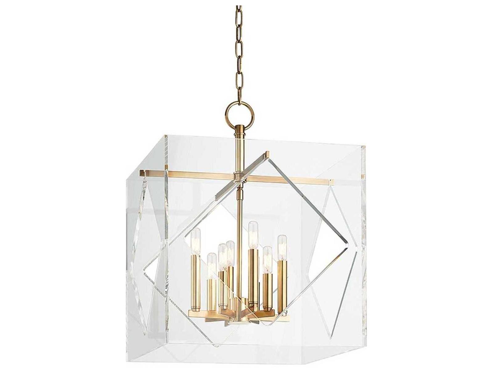 Hudson Valley 8-Light Travis Chandelier Aged Brass with Clear Acrylic