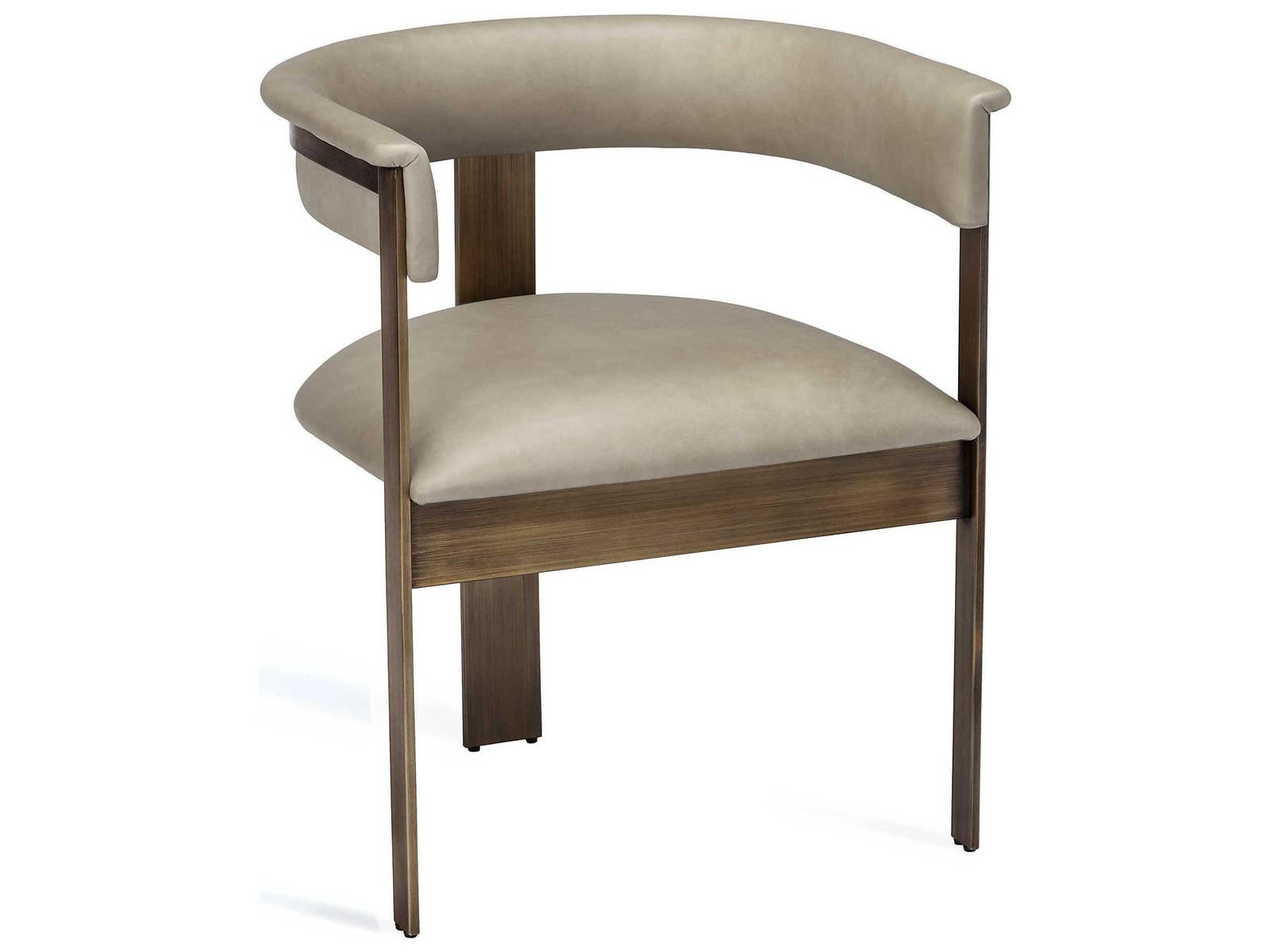 Darcy Upholstered Leather Dining Armchair in Antique Bronze and Fawn Taupe