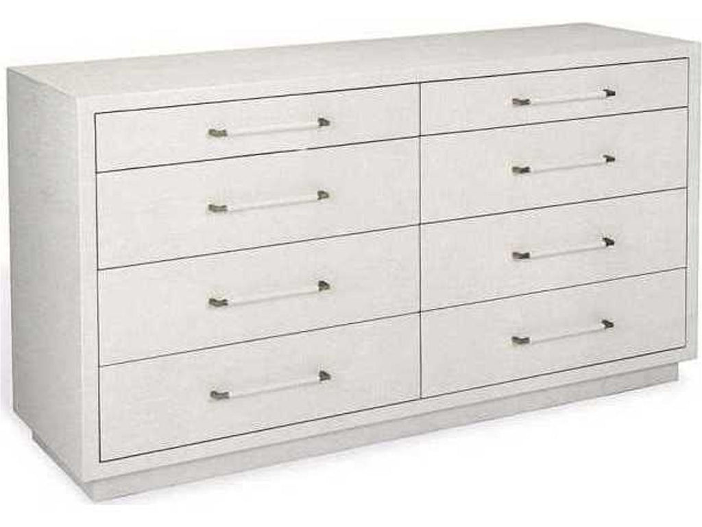 Taylor 8-Drawer Faux Linen Dresser in Natural White and Champagne Silver