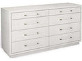 Taylor 8-Drawer Faux Linen Dresser in Natural White and Champagne Silver