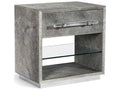 Cassian 1-Drawer Nightstand Natural Hide Polished Nickel Clear Acrylic