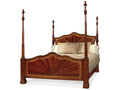 JC Traditional Antique Mahogany Brown Wood King Poster Bed