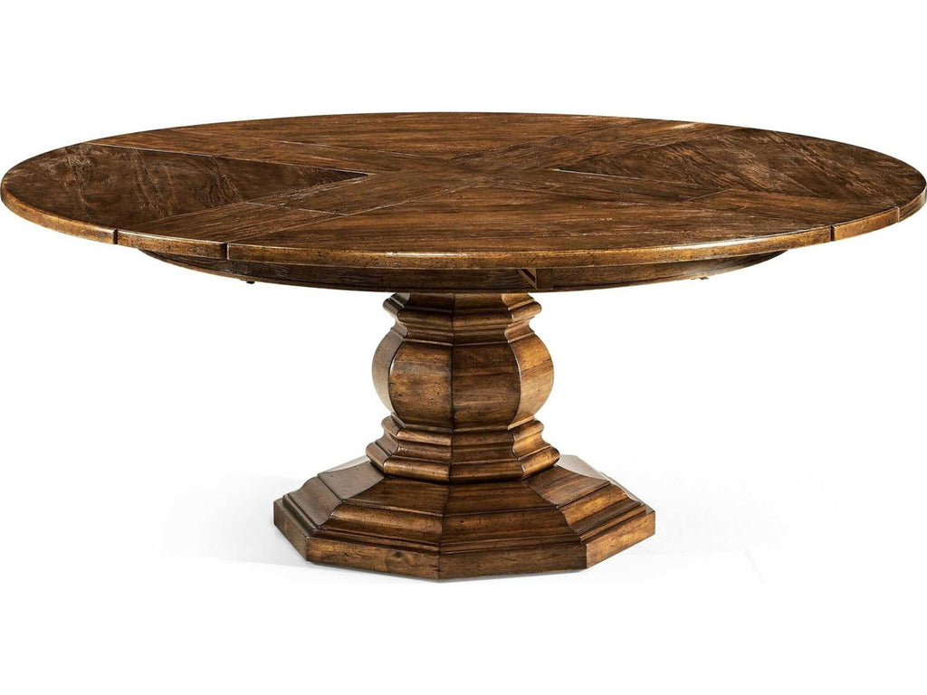 JC Casual 59 Inch Round Extendable Dining Table in Country Walnut