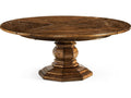 JC Casual 59 Inch Round Extendable Dining Table in Country Walnut
