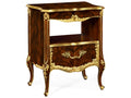 Monte Carlo Traditional Acacia Nightstand in Antique Mahogany Brown with Gilt Accents