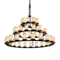 Justice Design Group Textile 45 Light 60" Wide Pillar Candle Style Chandelier with Cream Woven Fabric Shades