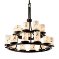 Justice Design Group LumenAria 21 Light 33" Wide Pillar Candle Chandelier with Faux Alabaster Resin Shades