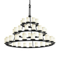 Justice Design Group Fusion 45 Light 60" Wide Pillar Candle Chandelier with Flat Rimmed Cylinder Opal Shades
