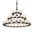 Justice Design Group Fusion 45 Light 60" Wide Pillar Candle Chandelier with Flat Rimmed Cylinder Seeded Shades