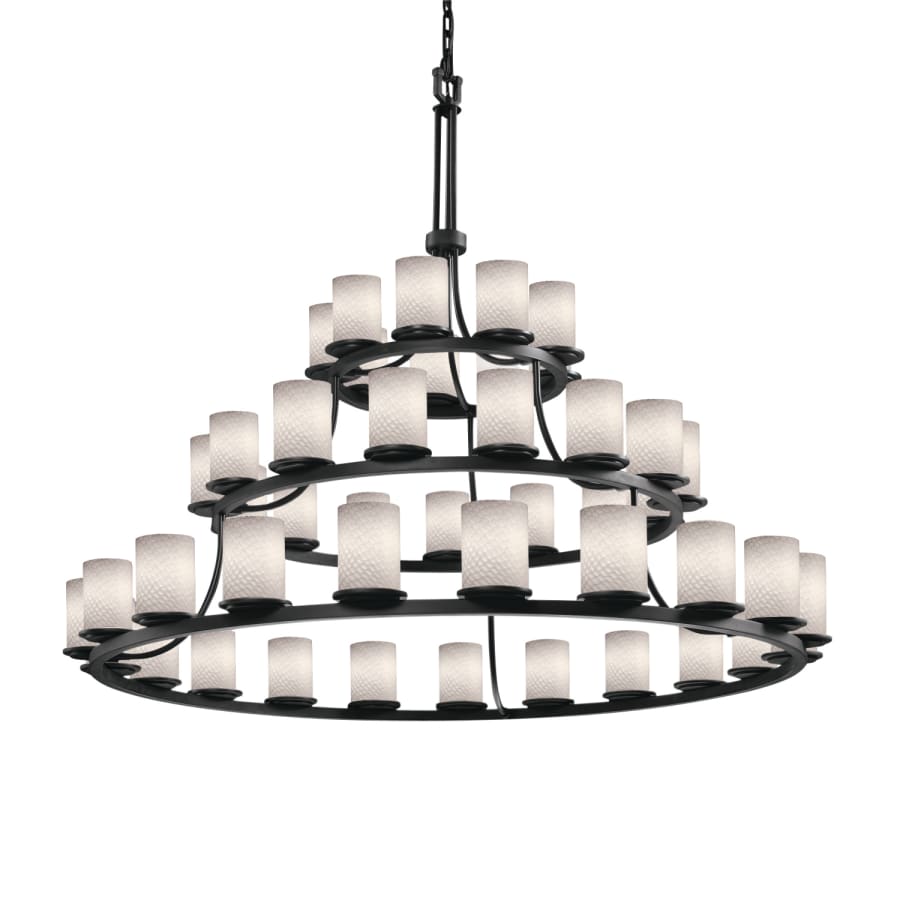Justice Design Group Fusion 45 Light 60" Wide Pillar Candle Style Chandelier with Weave-Patterned Glass Shades