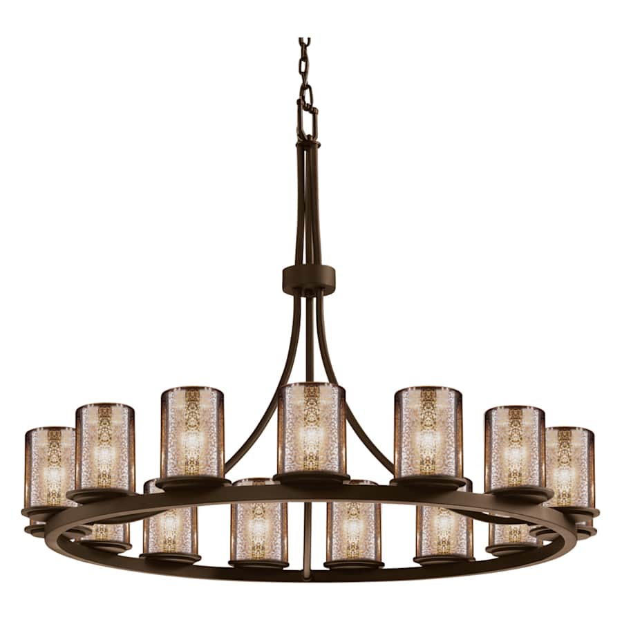 Justice Design Group Fusion 42" Wide Ring Chandelier with Mercury Shades