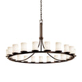 Justice Design Group Fusion 21 Light 60" Wide Pillar Candle Style Chandelier with Opal Glass Shades