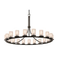 Justice Design Group Fusion 21 Light 60" Wide Pillar Candle Chandelier with Flat Rimmed Cylinder Seeded Shades