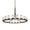 Justice Design Group Fusion 21 Light 60" Wide Pillar Candle Style Chandelier with Weave-Patterned Glass Shades