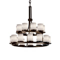 Justice Design Group Fusion 21 Light 33" Wide Pillar Candle Style Chandelier with Weave-Patterned Glass Shades