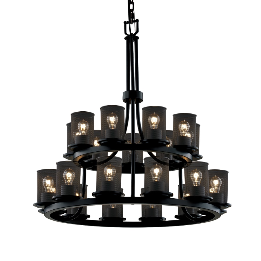 Justice Design Group Wire Mesh 21 Light 33" Wide Pillar Candle Style Chandelier with Wire Mesh Shades