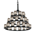 Justice Design Group Wire Glass 36 Light 42" Wide Pillar Candle Style Chandelier with Clear, Bubble Glass Shades