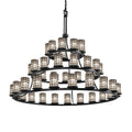 Justice Design Group Wire Glass 45 Light 60" Wide Pillar Candle Style Chandelier with Clear, Bubble Glass Shades