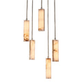 Kalco Vertical 28" Wide LED Multi Light Pendant with Alabaster Shades