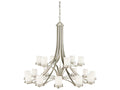 Kichler Hendrik 18-Light 2-Tier Chandelier in Brushed Nickel with Satin Etched Glass