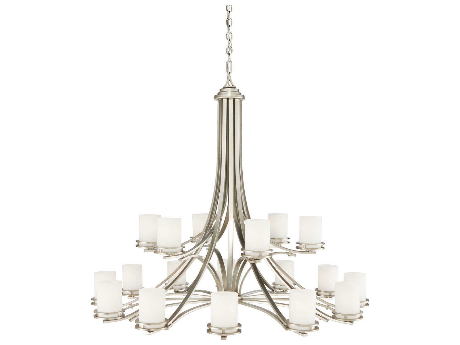Kichler Hendrik 18-Light 2-Tier Chandelier in Brushed Nickel with Satin Etched Glass