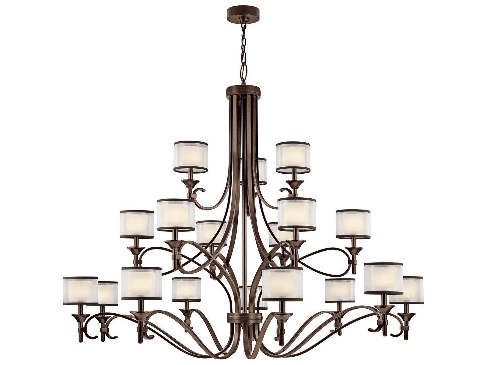 Kichler Lacey 18-Light Grand Chandelier in Mission Bronze with Glass Shades