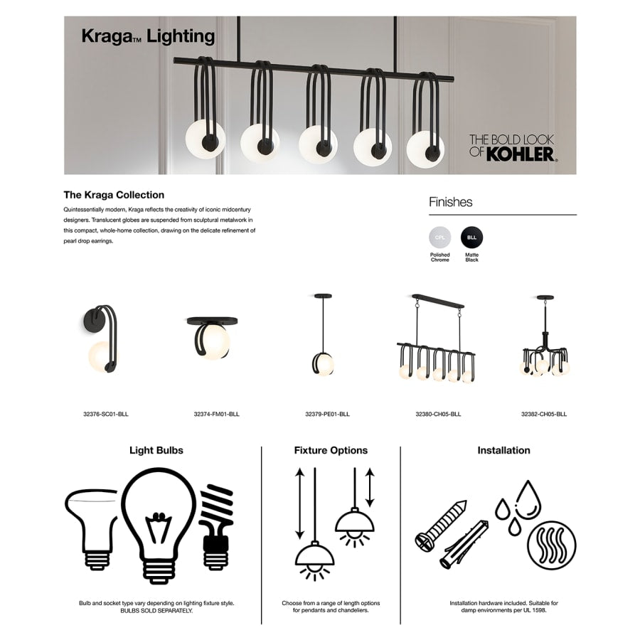Kohler Lighting Kraga 5 Light 45" Wide Linear Chandelier