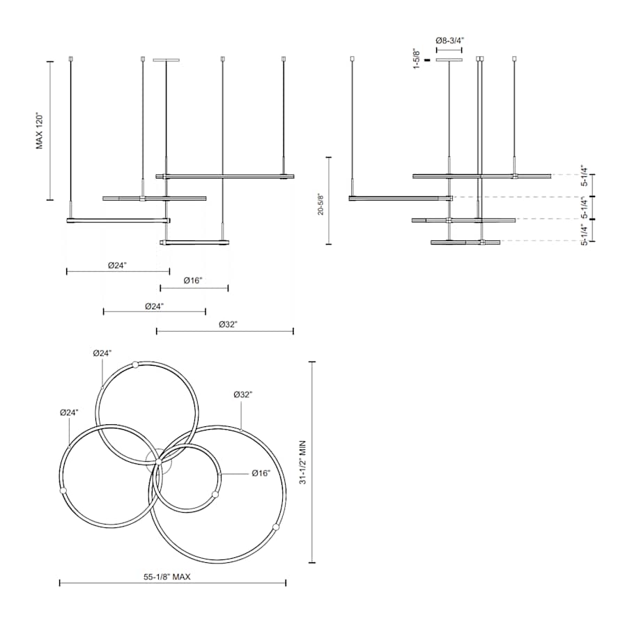 Kuzco Lighting Bruni 32" Wide 3000K LED Ring Chandelier