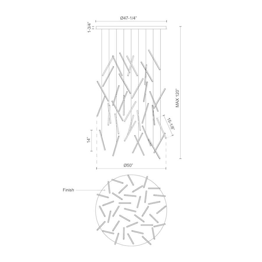 Kuzco Lighting Chute 50" Wide 3000K LED Abstract Multi Light Pendant