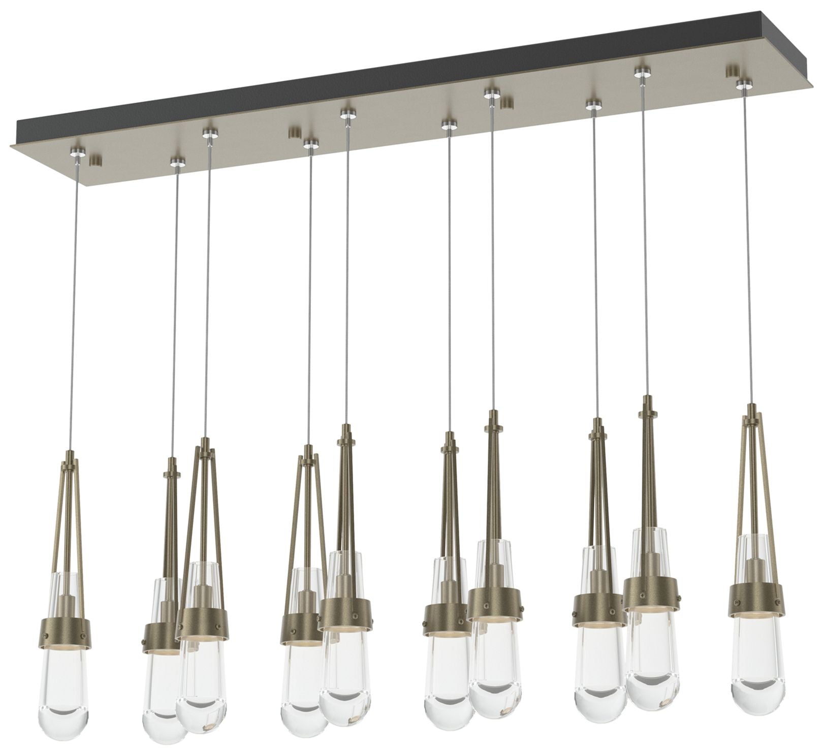 Link 44.5" Rectangular Soft Gold Long Pendant with Clear Glass