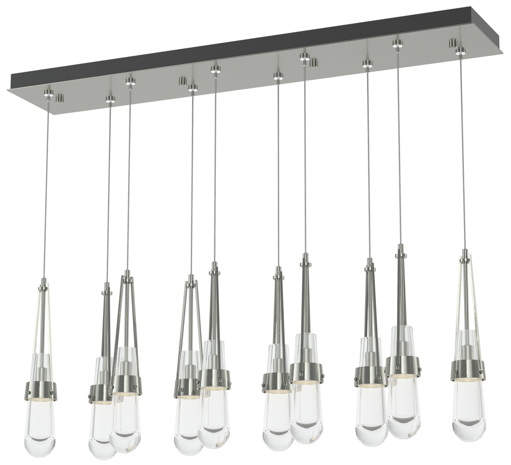 Link 44.5" Rectangular Sterling Long Pendant with Clear Glass