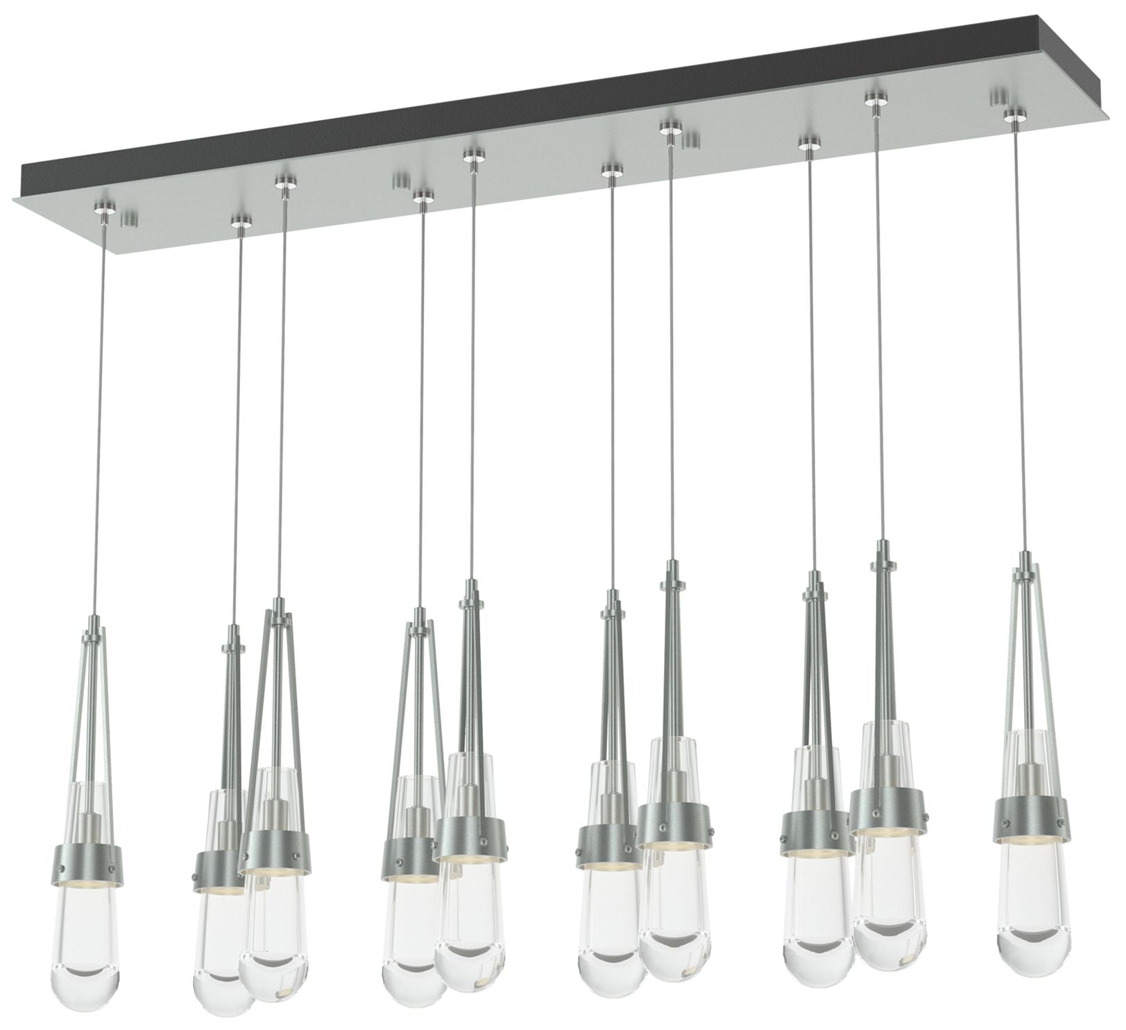 Link 44.5" Rectangular Vintage Platinum Long Pendant with Clear Glass
