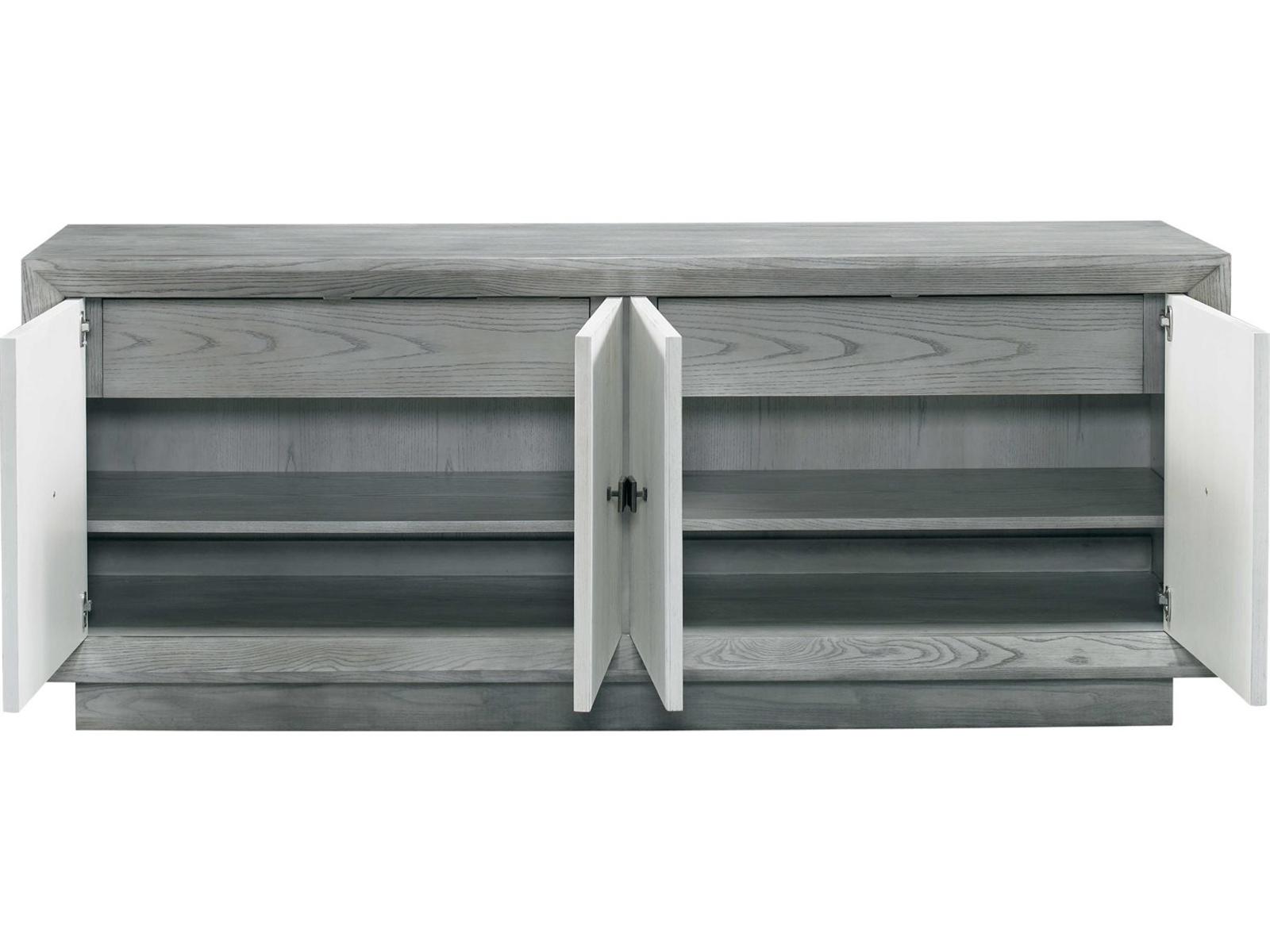 Workshop Alastair 80-Inch Sideboard Mineral Washed Linen with Bronze Hardware