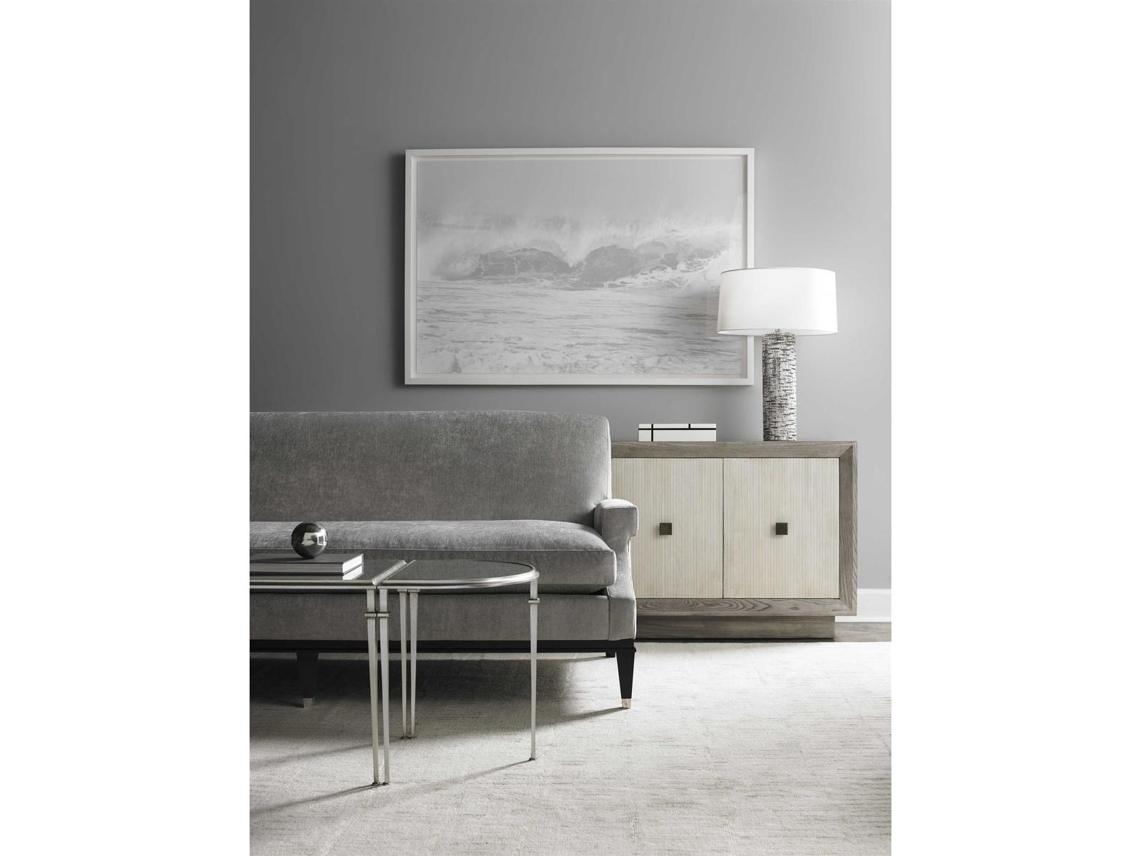Workshop Alastair 80-Inch Sideboard Mineral Washed Linen with Bronze Hardware