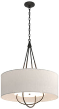 Loop Pendant - Black Finish - Bronze Accents - Flax Shade
