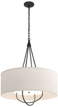 Loop Pendant - Black Finish - Dark Smoke Accents - Flax Shade