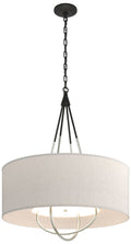 Loop Pendant - Black Finish - Sterling Accents - Flax Shade