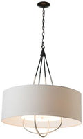 Loop Pendant - Black Finish - Vintage Platinum Accents - Flax Shade