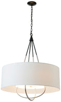 Loop Pendant - Black Finish - Vintage Platinum Accents - Natural Anna Shade