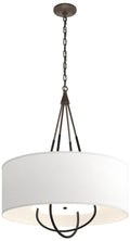 Loop Pendant - Bronze Finish - Black Accents - Natural Anna Shade