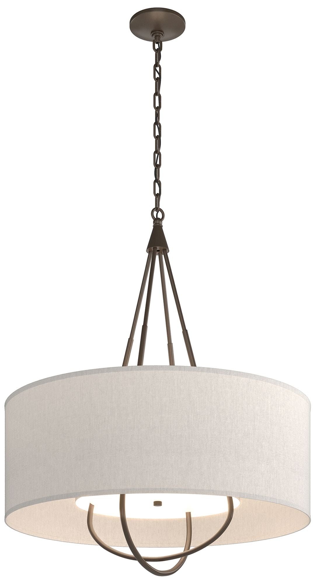 Loop Pendant - Bronze Finish - Bronze Accents - Flax Shade