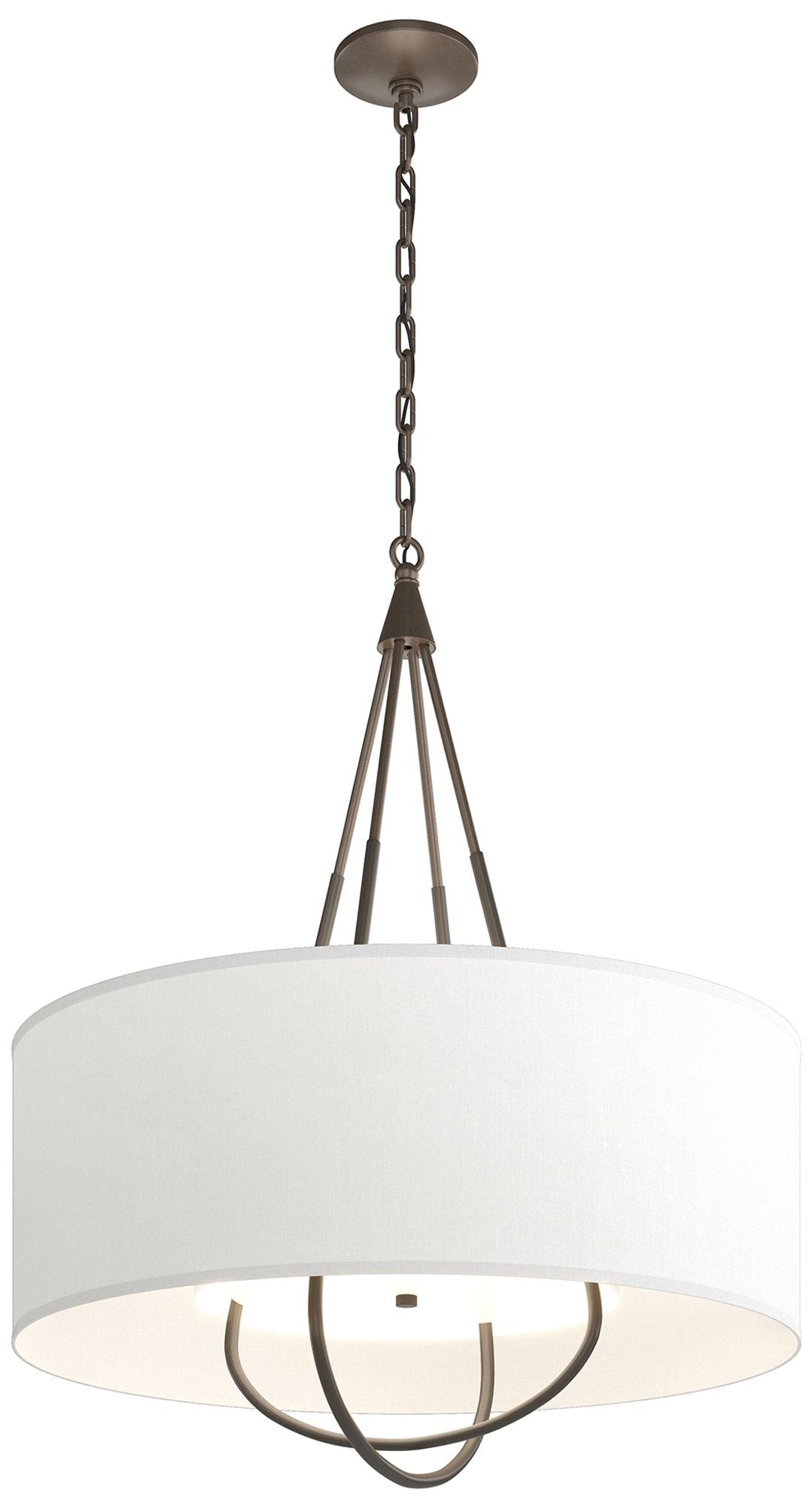 Loop Pendant - Bronze Finish - Dark Smoke Accents - Natural Anna Shade