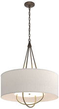 Loop Pendant - Bronze Finish - Soft Gold Accents - Flax Shade