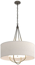 Loop Pendant - Dark Smoke Finish - Soft Gold Accents - Flax Shade