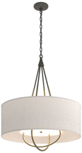 Loop Pendant - Natural Iron Finish - Soft Gold Accents - Flax Shade