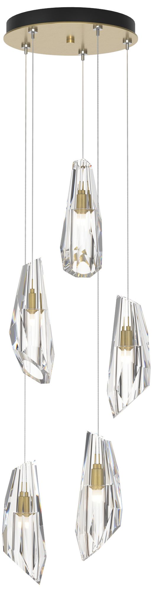 Luma 14.5" Wide 5-Light Modern Brass Crystal Long Pendant
