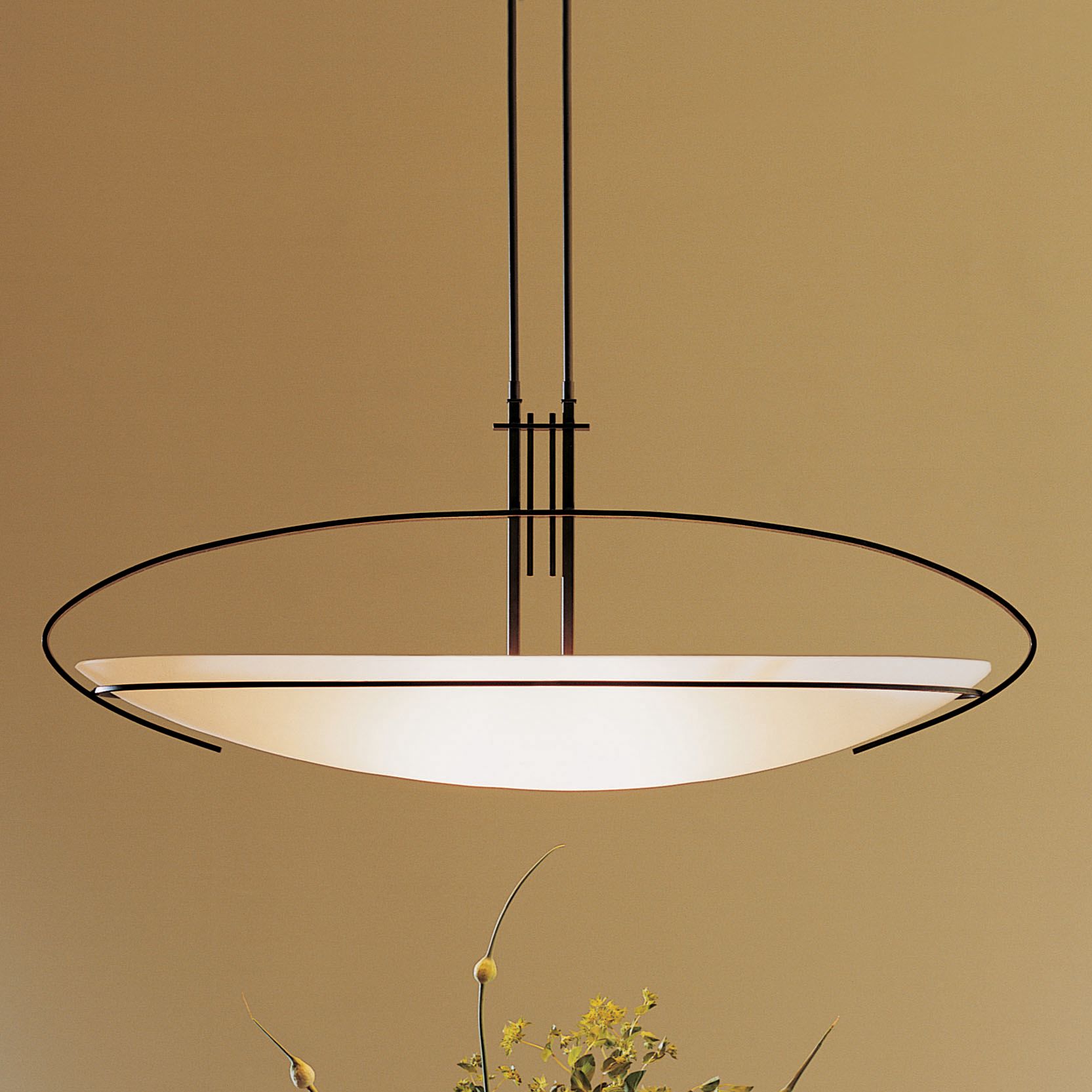 Mackintosh Large Pendant - Dark Smoke Finish - Opal Glass - Standard Height