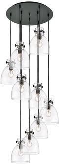 Malone 37.75"W 5 Light Brushed Brass Linear Pendant w/ Striped Clear S