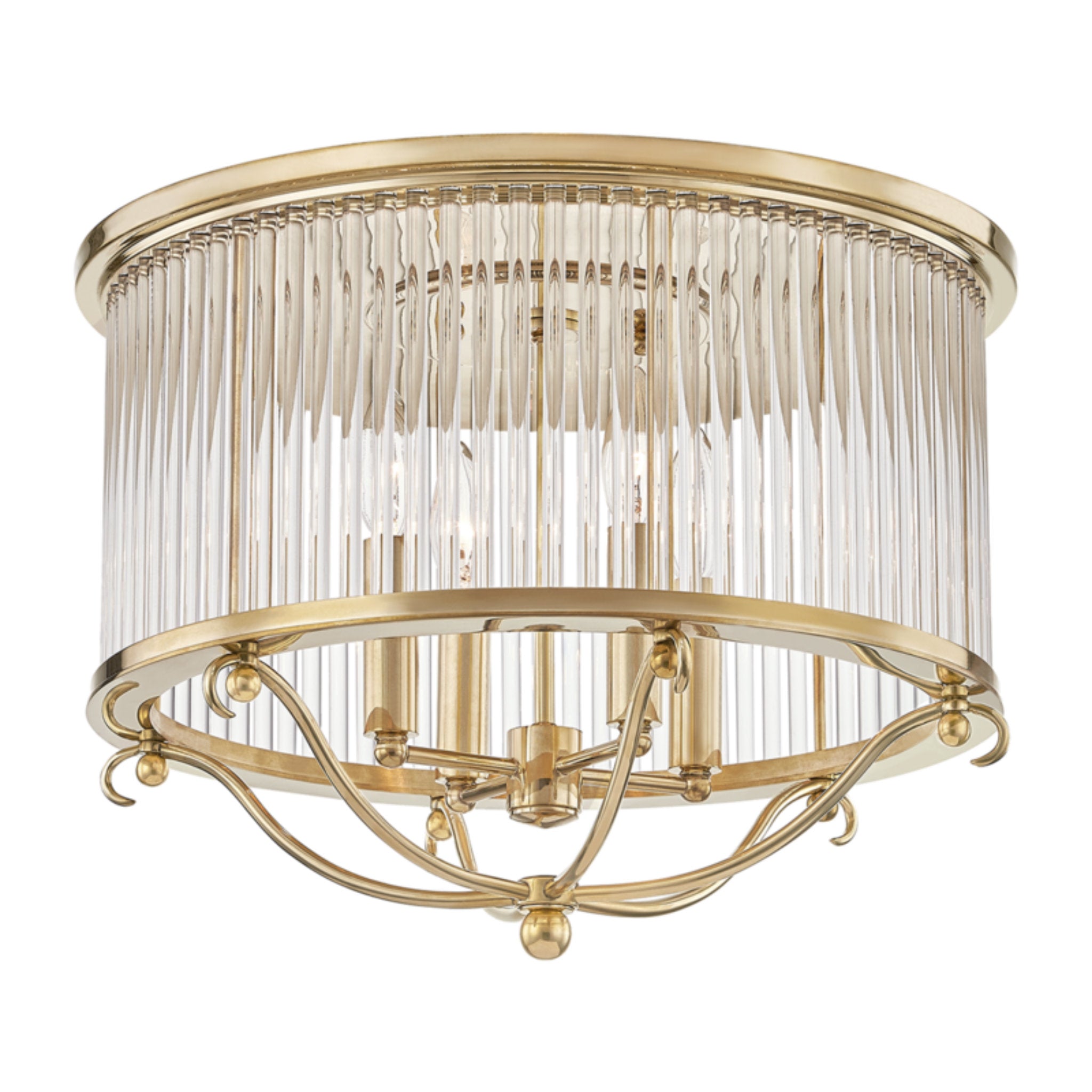 Glass No.1 4-Light Semi Flush in Aged Brass by Mark D. Sikes 19L x 19W x 12.75H